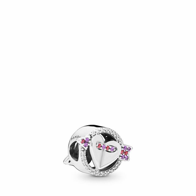 Pandora Sparkling Arrow & Heart Charm Ireland - Sterling Silver/Mixed Stones/Cubic Zirconia - 014579